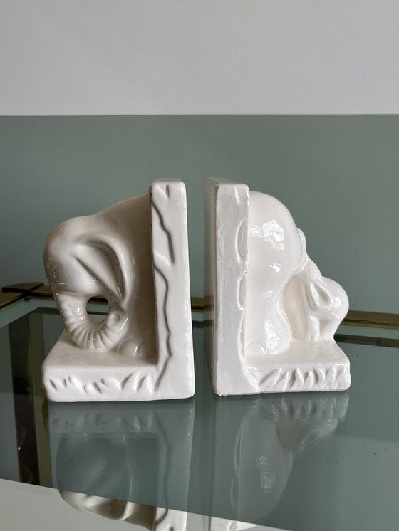 Image 1 of Fermalibri vintage a forma di elefante bianco 