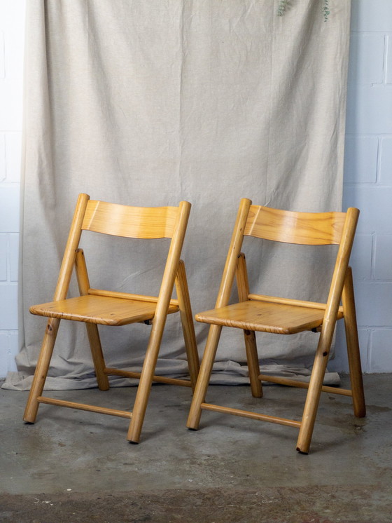 Image 1 of 2x sedia pieghevole in faggio vintage 