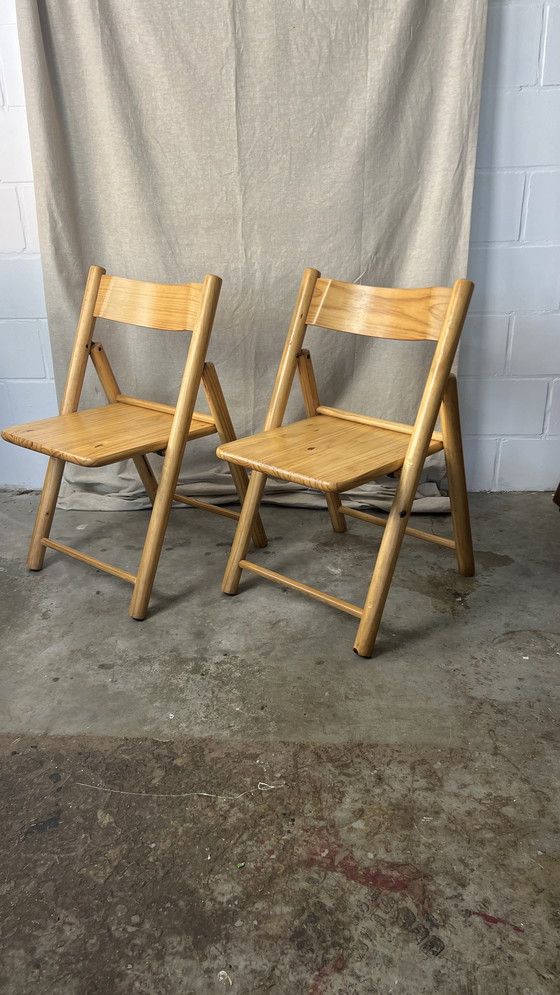 Image 1 of 2x sedia pieghevole in faggio vintage 