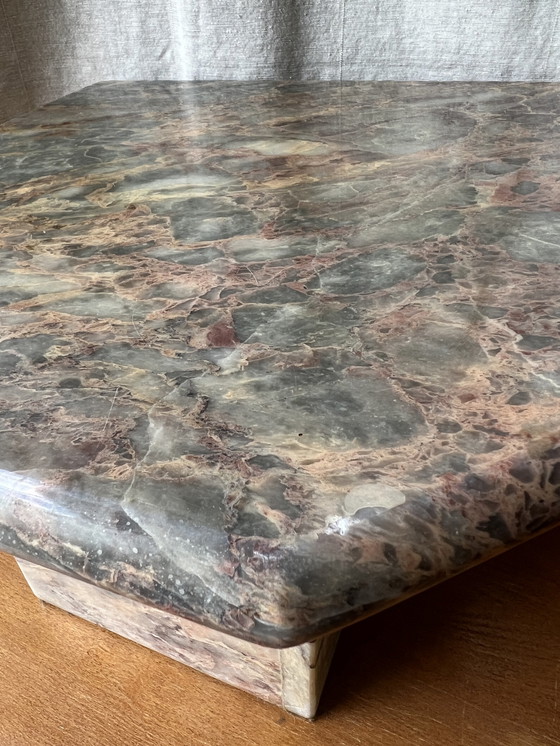 Image 1 of Vintage pink gray marble side table