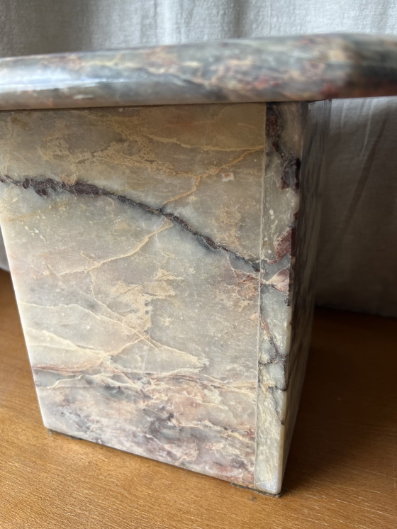 Image 1 of Vintage pink gray marble side table