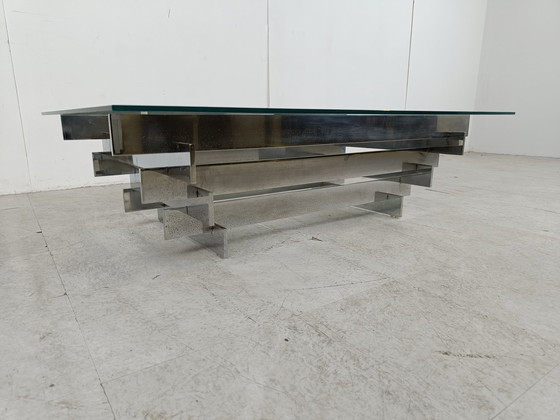 Image 1 of Vintage chrome coffee table