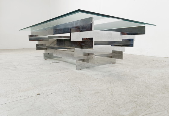 Image 1 of Vintage chrome coffee table