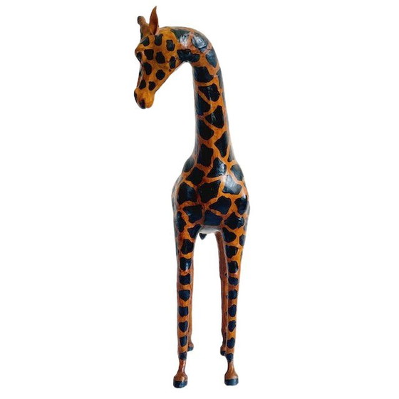 Image 1 of Set Mid - Century hand-painted leather giraffes XL 1970's