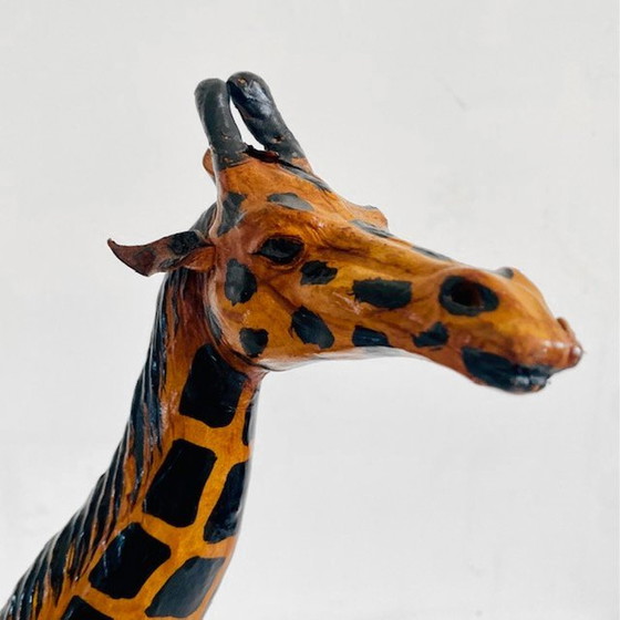 Image 1 of Set Mid - Century hand-painted leather giraffes XL 1970's