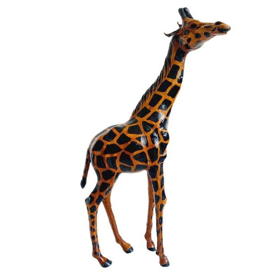 Image 1 of Set Mid - Century hand-painted leather giraffes XL 1970's