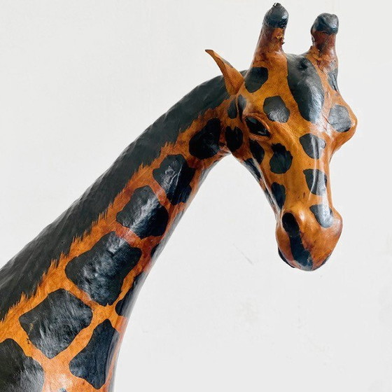 Image 1 of Set Mid - Century hand-painted leather giraffes XL 1970's