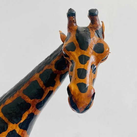 Image 1 of Set Mid - Century hand-painted leather giraffes XL 1970's