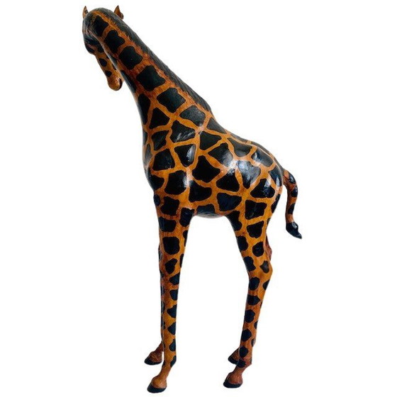 Image 1 of Set Mid - Century hand-painted leather giraffes XL 1970's