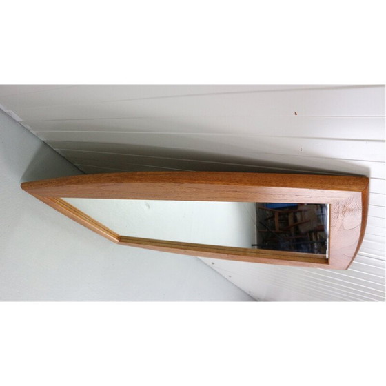 Image 1 of Specchio da parete ovale scandinavo in teak con bordi smussati, Danimarca 1960