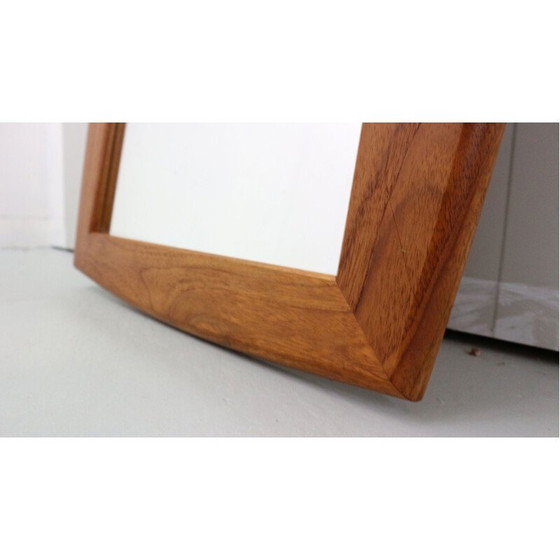 Image 1 of Specchio da parete ovale scandinavo in teak con bordi smussati, Danimarca 1960