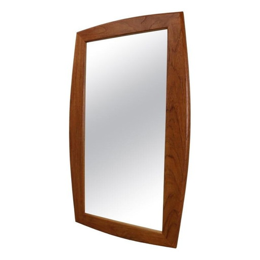 Scandinavian oval teak wall mirror with bevelled edges, Denmark 1960