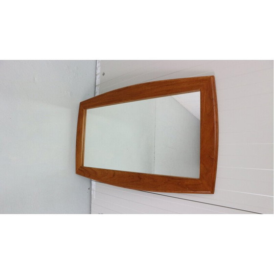 Image 1 of Specchio da parete ovale scandinavo in teak con bordi smussati, Danimarca 1960