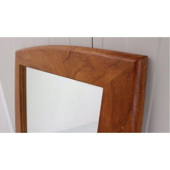 Image 1 of Specchio da parete ovale scandinavo in teak con bordi smussati, Danimarca 1960