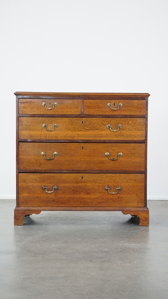 Image 1 of Oak Chest of Drawers With 5 Drawers