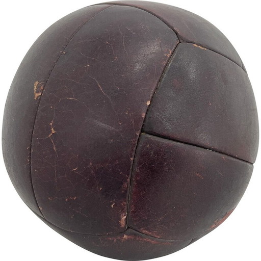 Vintage leather medicine ball, Czechoslovakia 1930s