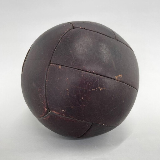 Vintage leather medicine ball, Czechoslovakia 1930s