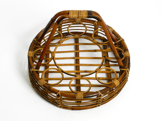 Image 1 of Beautiful large Italian Mid Century bottle carrier and stand made of bamboo