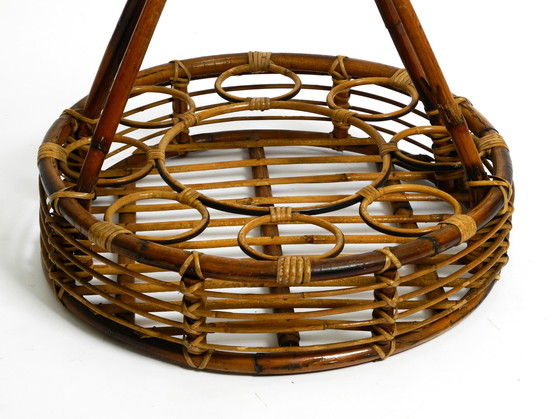 Image 1 of Beautiful large Italian Mid Century bottle carrier and stand made of bamboo