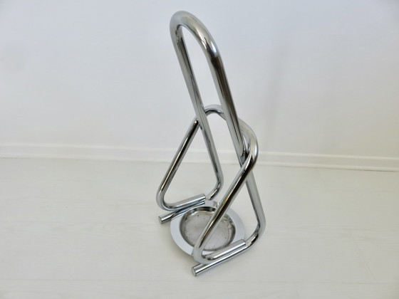 Image 1 of Chromed Metal Umbrella Stand, Space Age, Modernist, 70'S Design