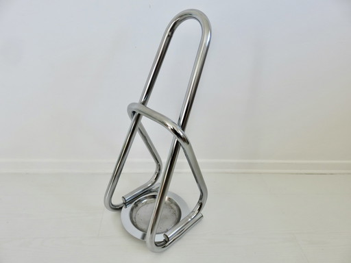 Chromed Metal Umbrella Stand, Space Age, Modernist, 70'S Design