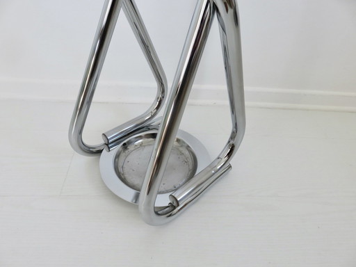 Chromed Metal Umbrella Stand, Space Age, Modernist, 70'S Design