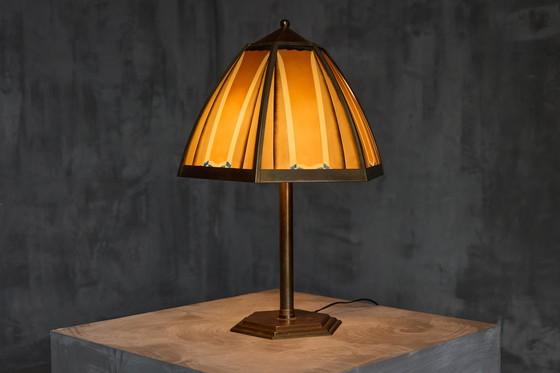 Image 1 of Lampada da tavolo in bronzo della scuola di Amsterdam, Paesi Bassi, anni '20