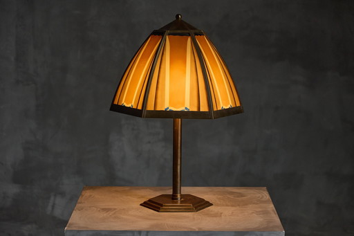 Lampada da tavolo in bronzo della scuola di Amsterdam, Paesi Bassi, anni '20