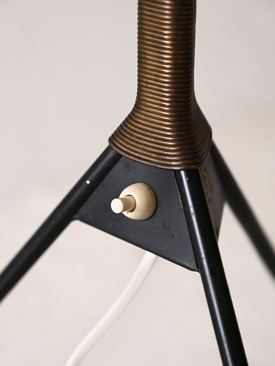 Image 1 of Lampada da terra vintage con tre luci in metallo nero