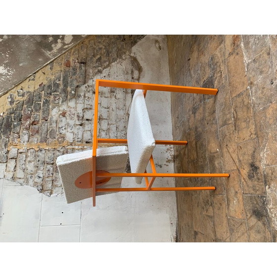 Image 1 of Pair of vintage orange armchairs in curly wool fabric
