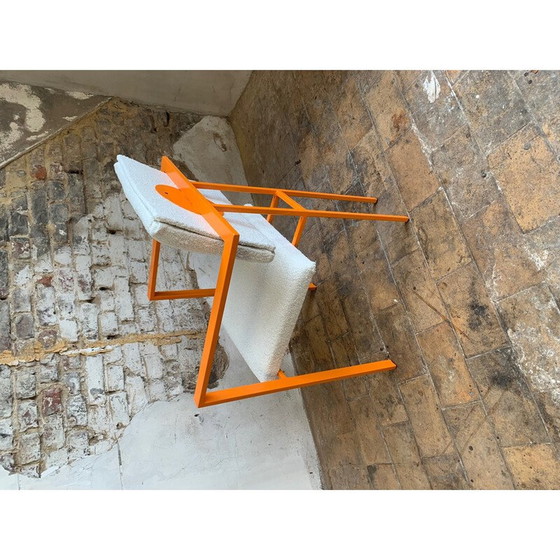 Image 1 of Pair of vintage orange armchairs in curly wool fabric