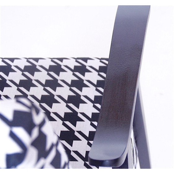 Image 1 of Pair of vintage armchairs black and white fabric and wood 1980