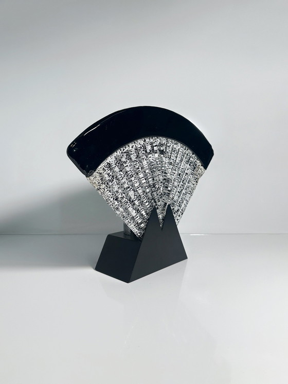 Image 1 of Large Murano glass fan lamp - 1980s Art Deco