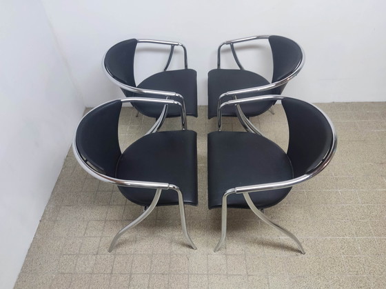 Image 1 of 4x Post chaise de salle à manger tubulaire moderne