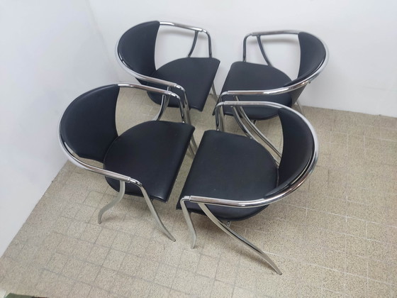 Image 1 of 4x Post chaise de salle à manger tubulaire moderne