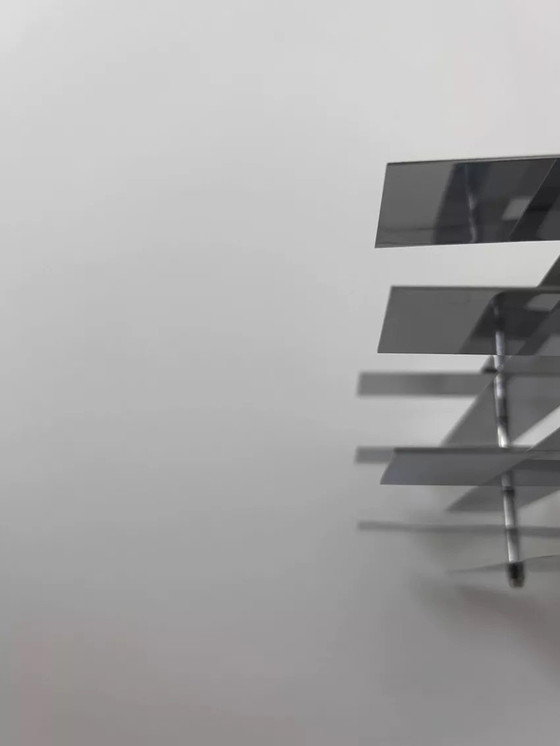 Image 1 of Geometric Vintage Hanging Lamp, Chrome-plated Metal, France 1960