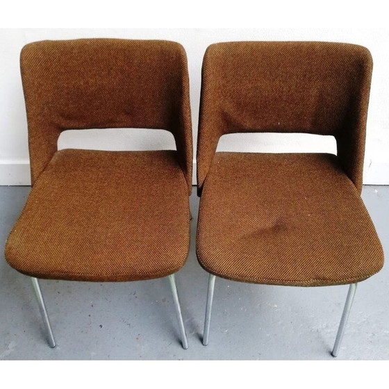 Image 1 of Coppia di sedie vintage in tessuto marrone di Arne Jacobsen, 1950