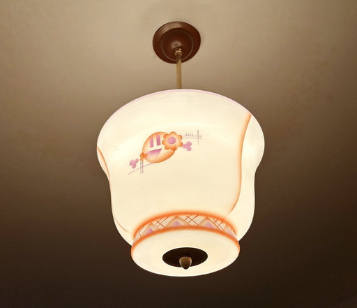 Art Deco Glass & Bakelite Pendant Lamp