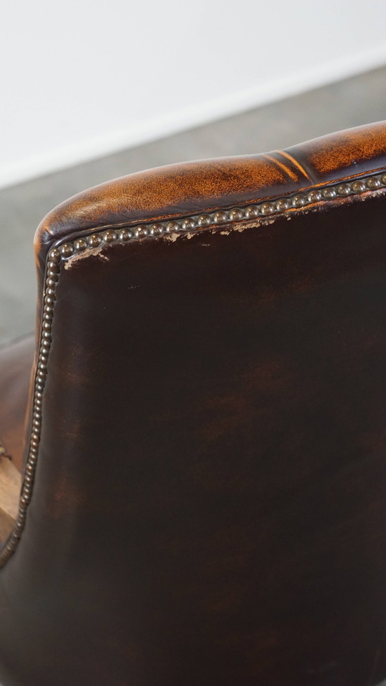 Image 1 of Beef Leather Chesterfield Armchair