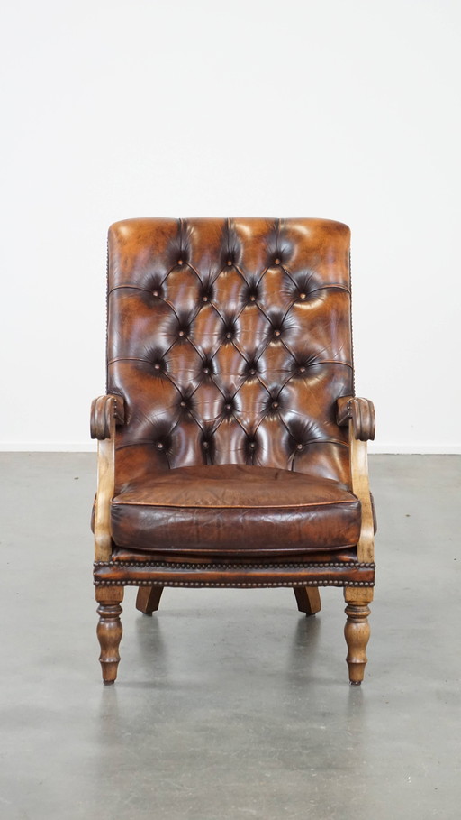 Beef Leather Chesterfield Armchair