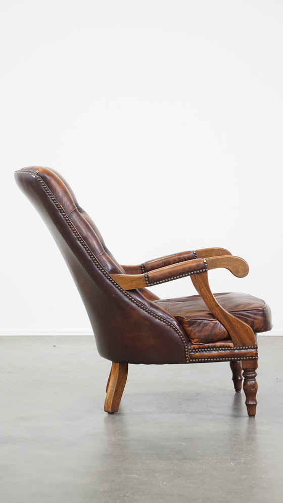Image 1 of Beef Leather Chesterfield Armchair