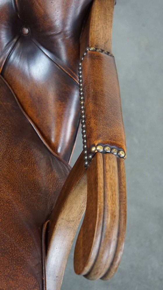 Image 1 of Beef Leather Chesterfield Armchair