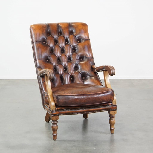 Beef Leather Chesterfield Armchair