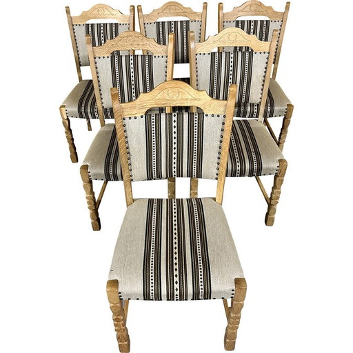 Set of 6 Danish vintage oakwood dining chairs, 1960s