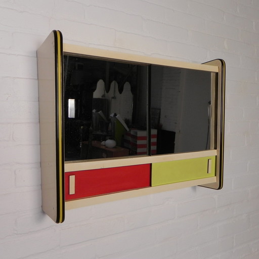 Wall Cabinet With Glass Sliding Doors, 1950s