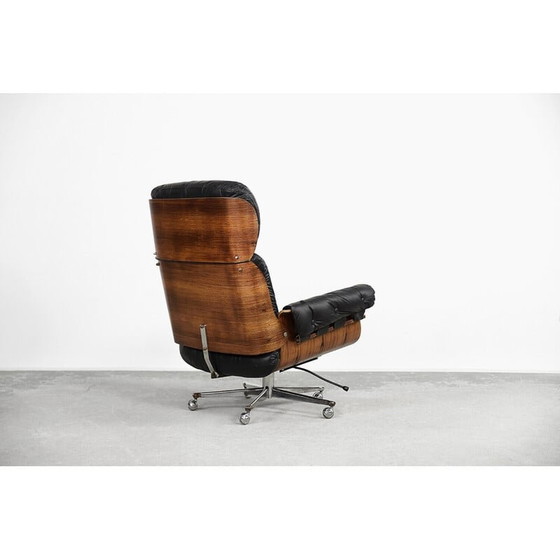Image 1 of Vintage leather and bent wood armchair by Martin Stoll for Stoll Giroflex, 1960s