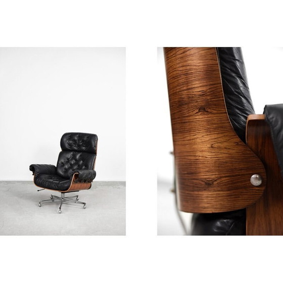 Image 1 of Vintage leather and bent wood armchair by Martin Stoll for Stoll Giroflex, 1960s