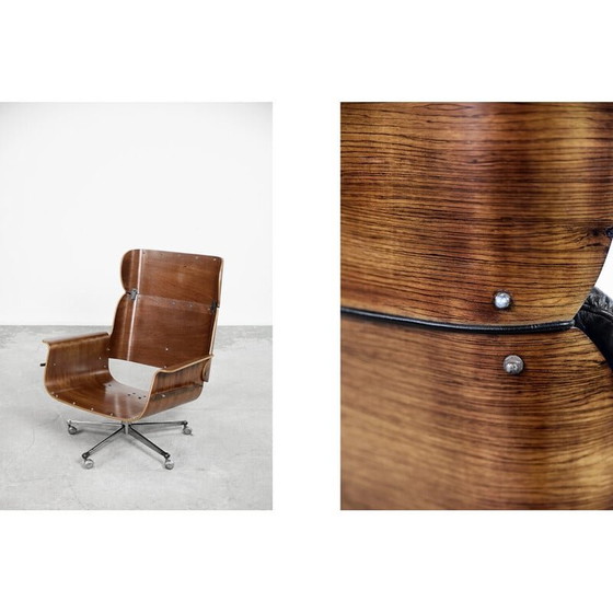 Image 1 of Vintage leather and bent wood armchair by Martin Stoll for Stoll Giroflex, 1960s