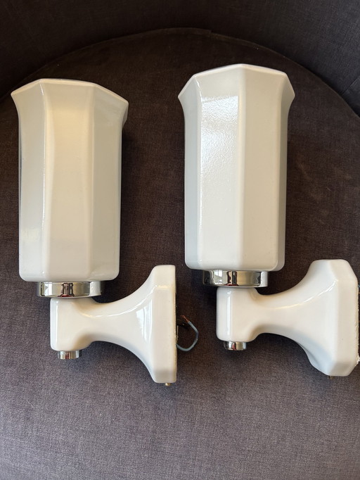 Art Deco Wall Lights With Porcelain Wall Holder