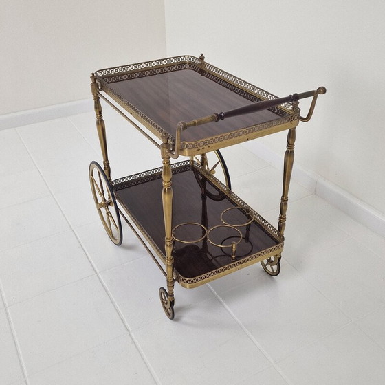 Image 1 of Mid century trolley with wood and brass, France 1950s